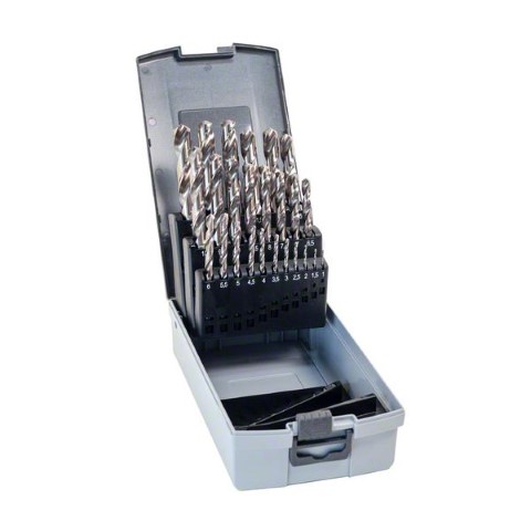 BOSCH METAL DRILL BIT SET HSS-G 25 PC 1 1.5 2 2.5 3 3.5 4 4.5 5 5.5 6